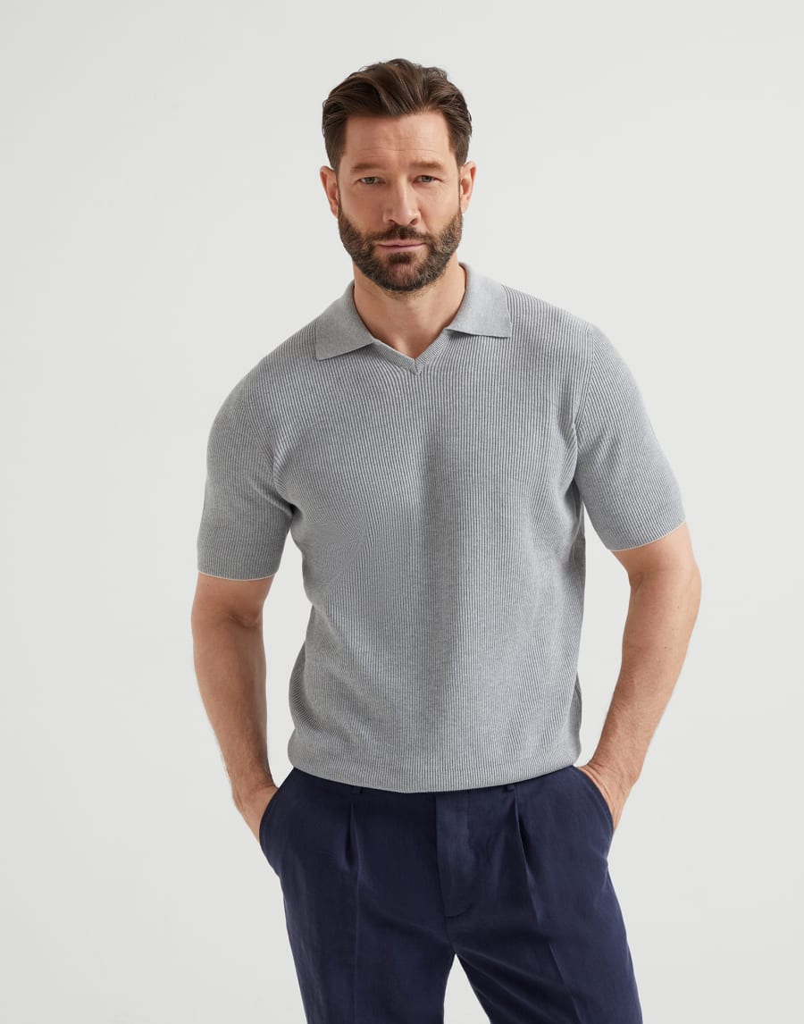 Polo-style sweater Grey Man - Brunello Cucinelli