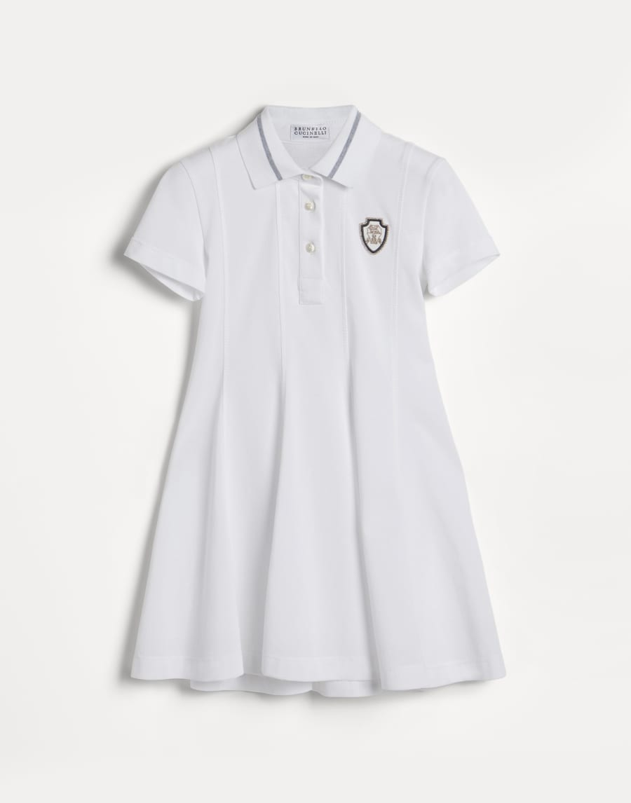 珠地棉连衣裙 白色 女童 - Brunello Cucinelli