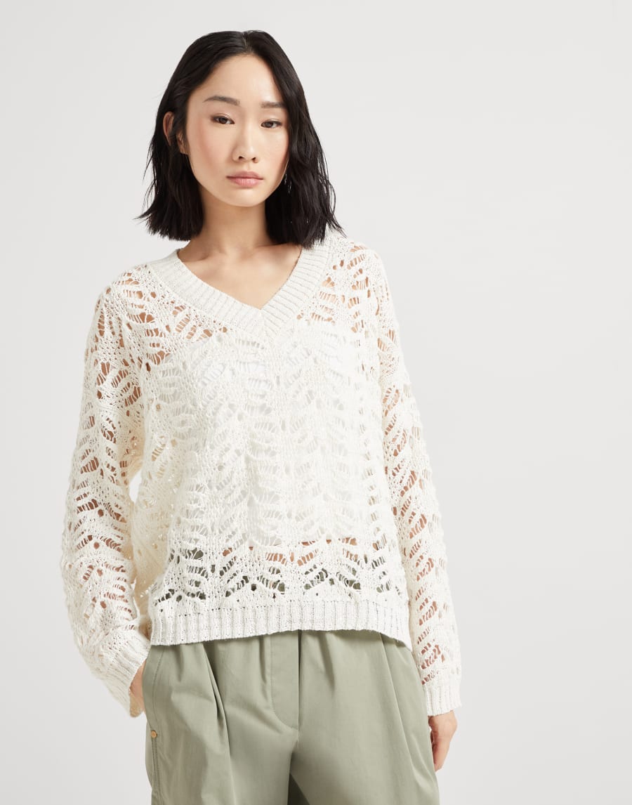 Foliage Lace sweater White Woman - Brunello Cucinelli