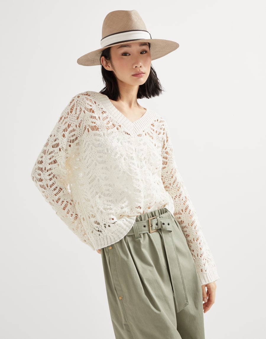 Джемпер Foliage Lace Белый Женщина - Brunello Cucinelli