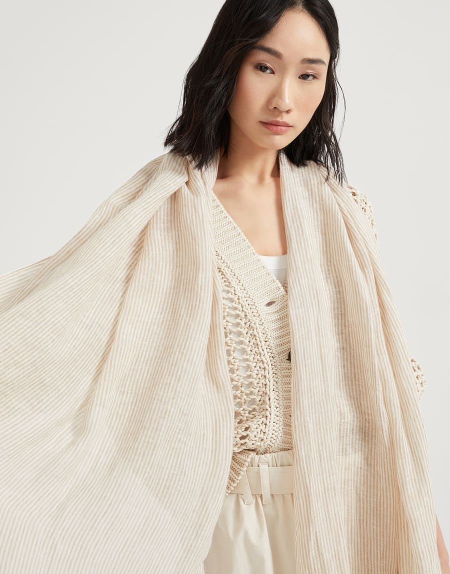 Linen scarf Beige Woman - Brunello Cucinelli