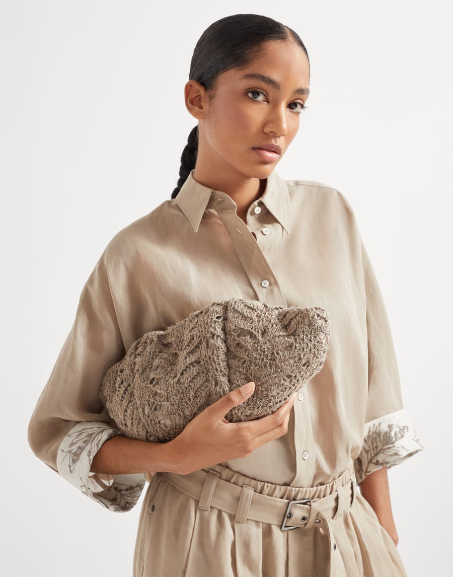 Сумка Pouch Marina Foliage Lace Светло-Коричневый Женщина - Brunello Cucinelli