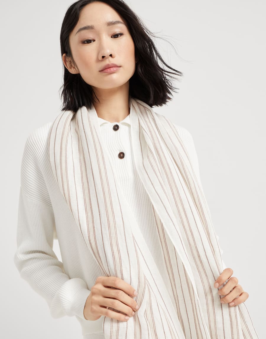 Sparkling scarf Beige Woman - Brunello Cucinelli