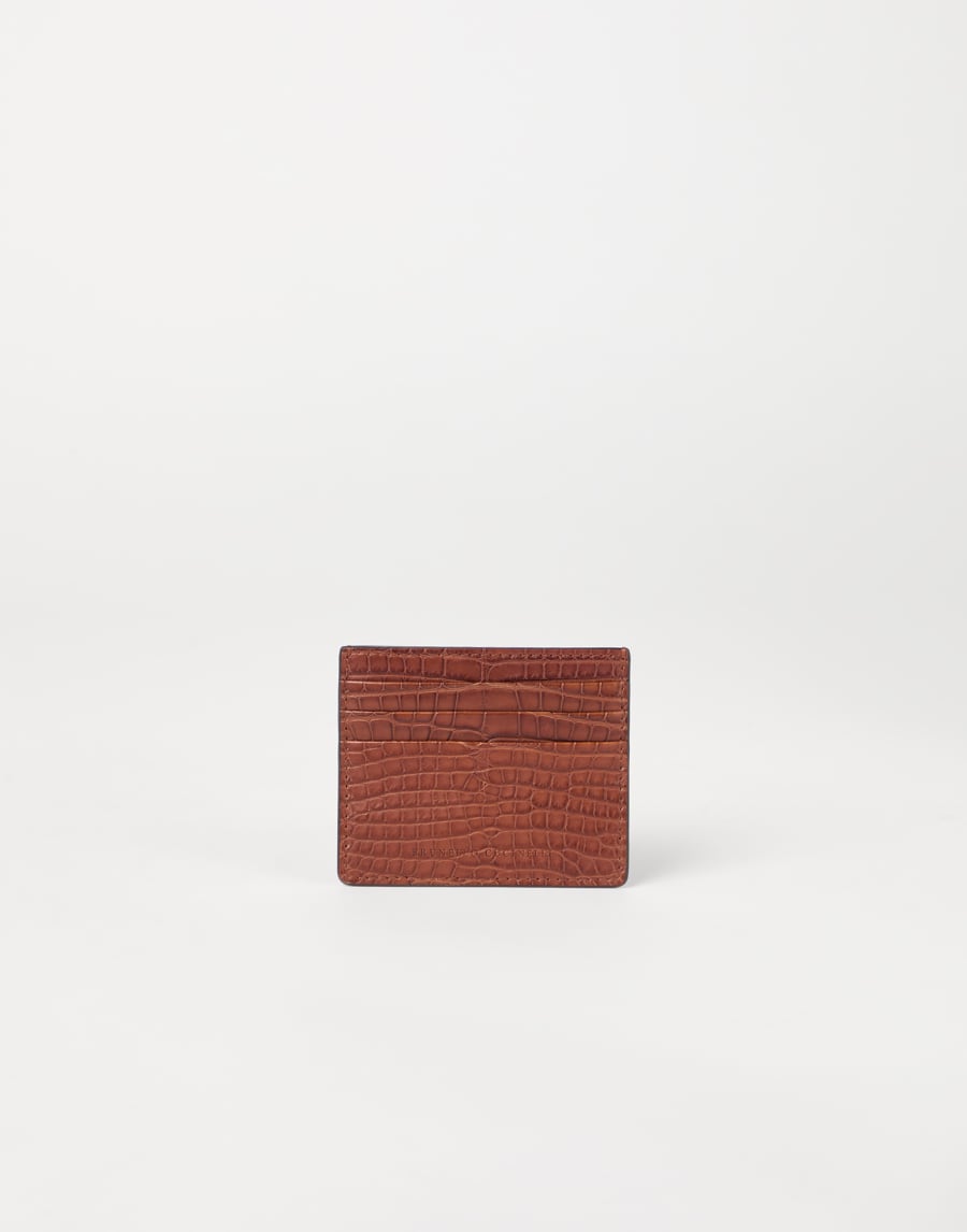 Alligator mini card case Brown Man - Brunello Cucinelli