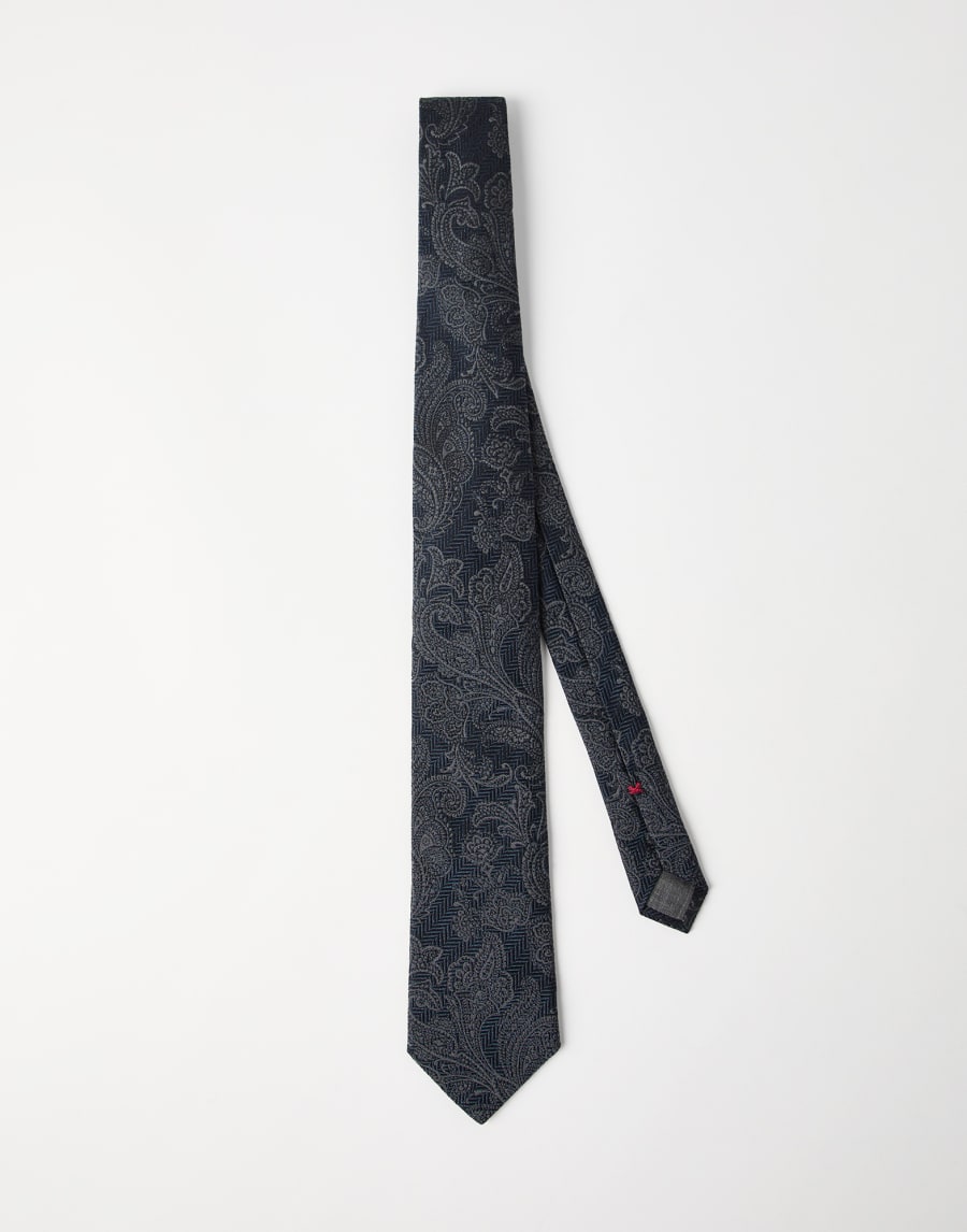 Necktie with pattern Anthracite Man - Brunello Cucinelli