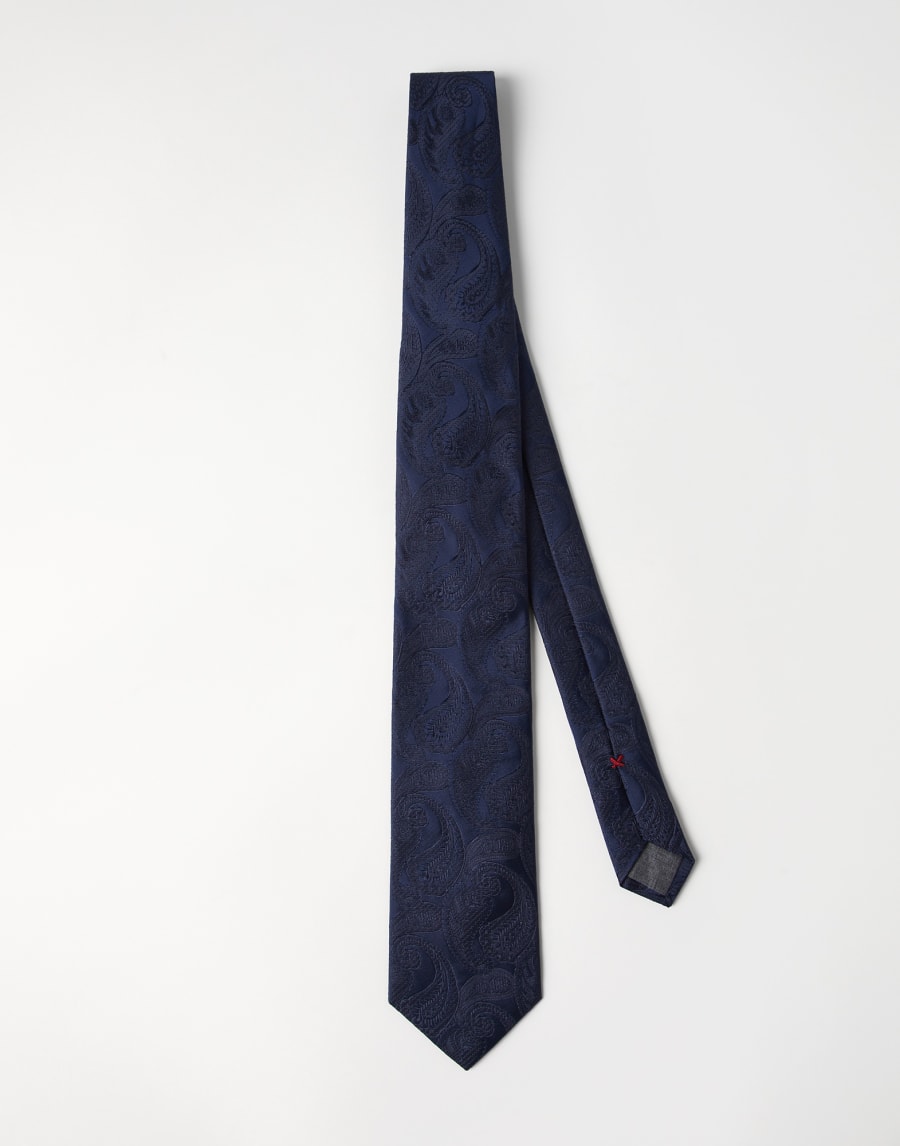 Silk tie with pattern Navy Blue Man - Brunello Cucinelli