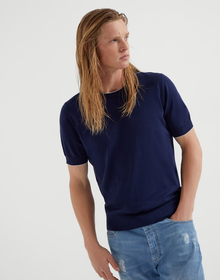 Cotton T-shirt Azure Man - Brunello Cucinelli