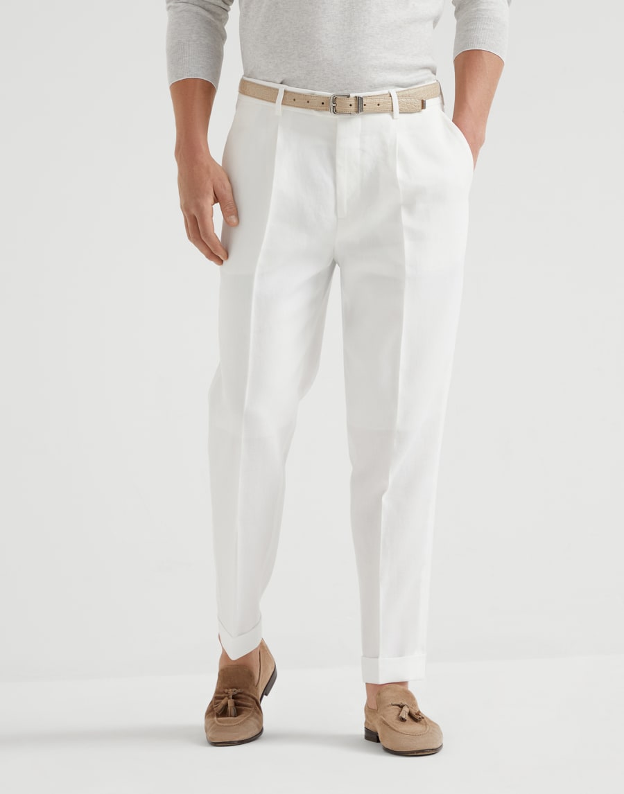 Pantalón leisure fit con pinzas Panamá Hombre - Brunello Cucinelli