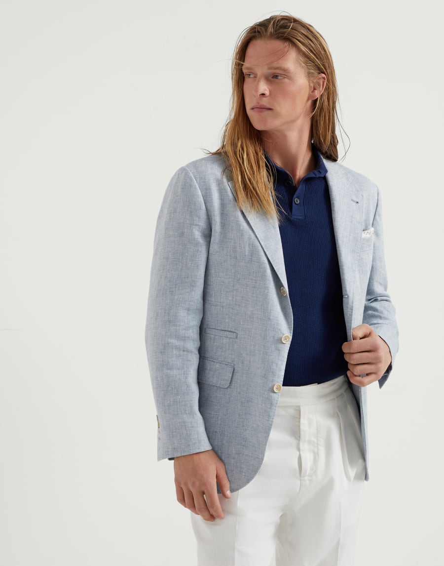 Polo-style sweater Prussian Blue Man - Brunello Cucinelli