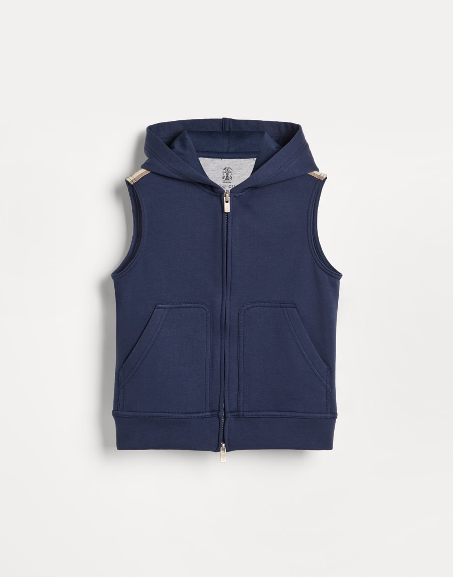 Hooded sweater vest Blue Boys - Brunello Cucinelli