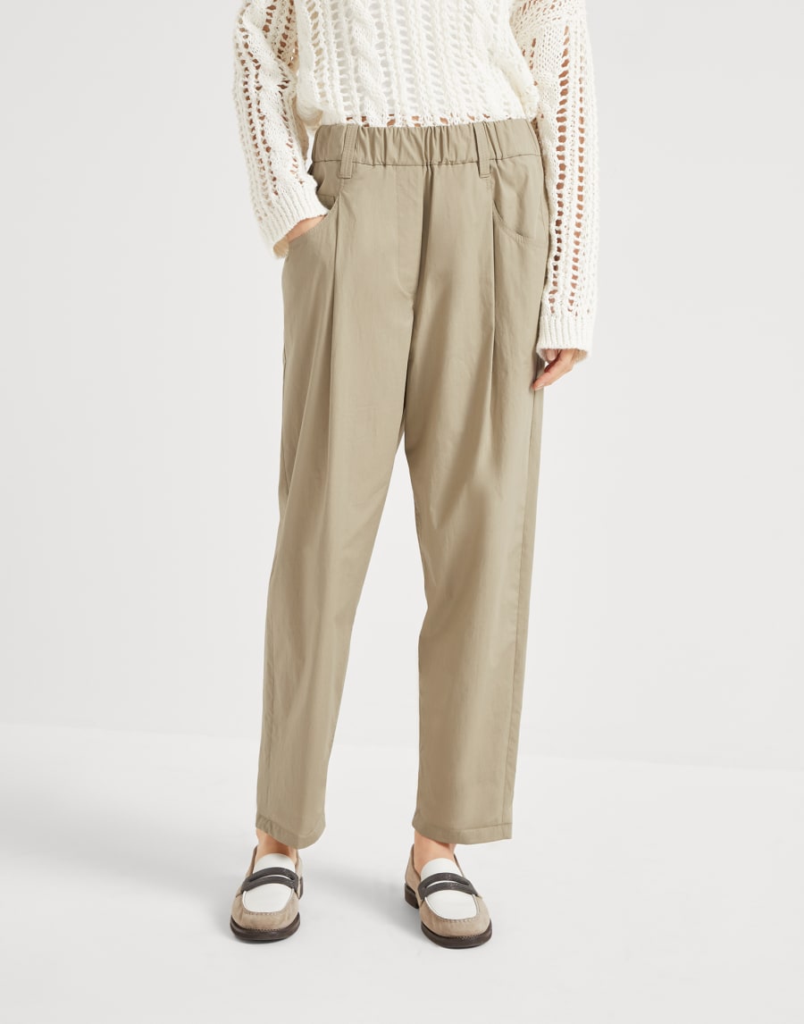 Five-pocket Track trousers Khaki Woman - Brunello Cucinelli