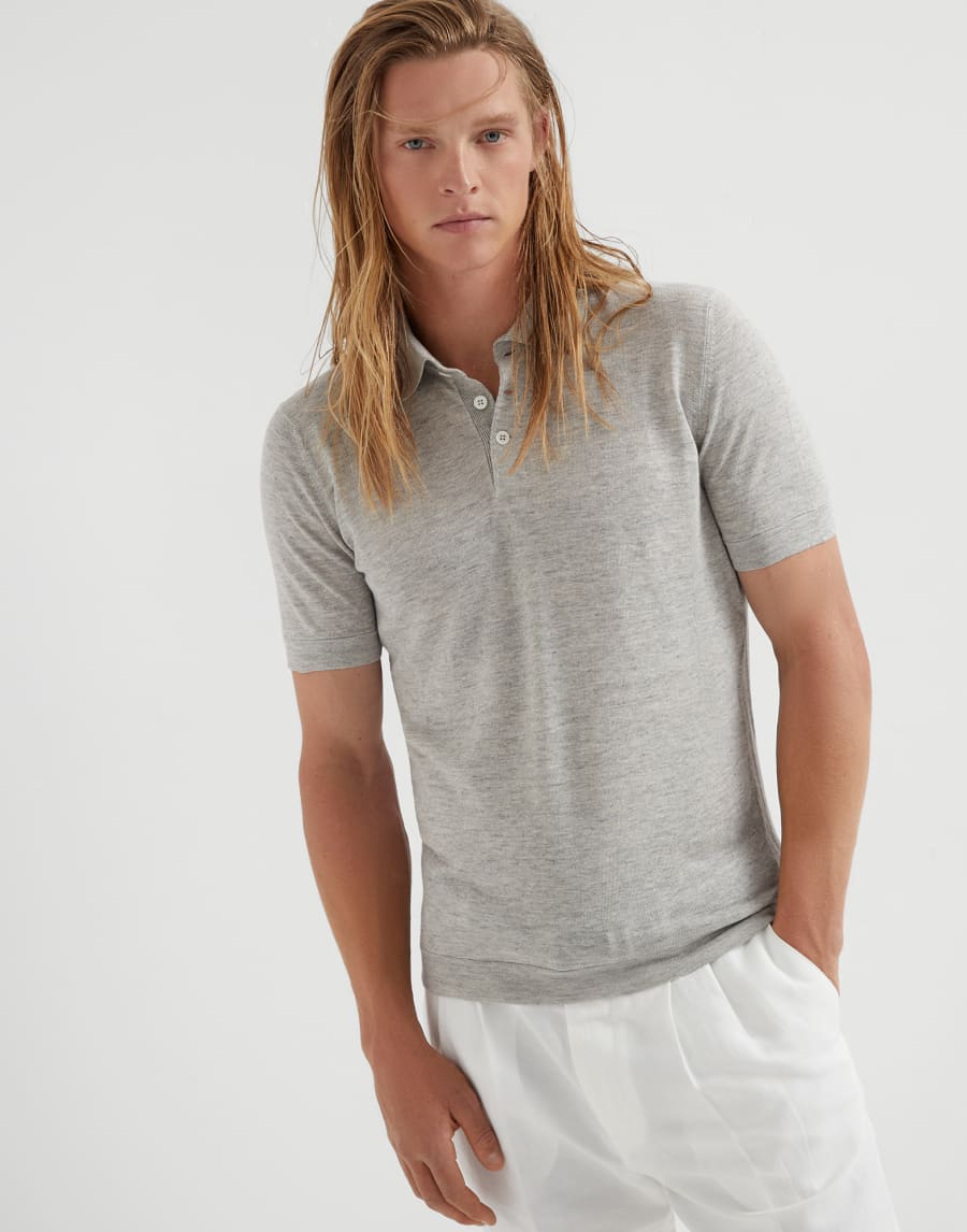 Polo-style sweater Light Grey Man - Brunello Cucinelli