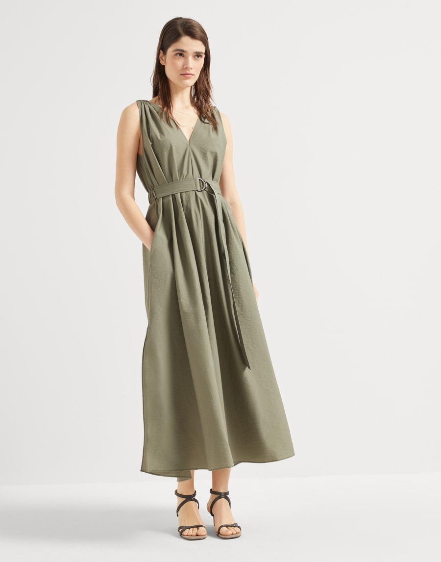 府绸面料连衣裙 绿色 女款 - Brunello Cucinelli