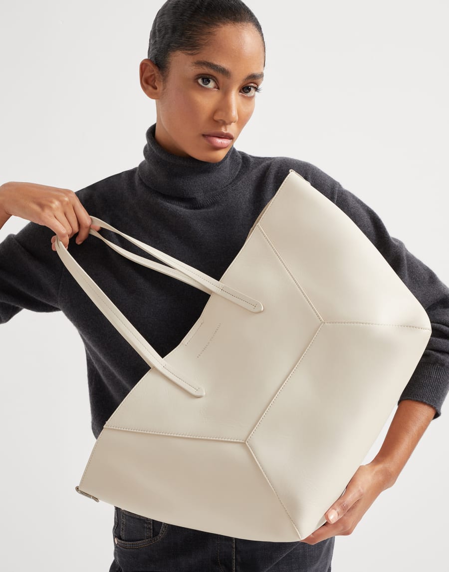 Calfskin BC Duo bag Ivory Woman - Brunello Cucinelli