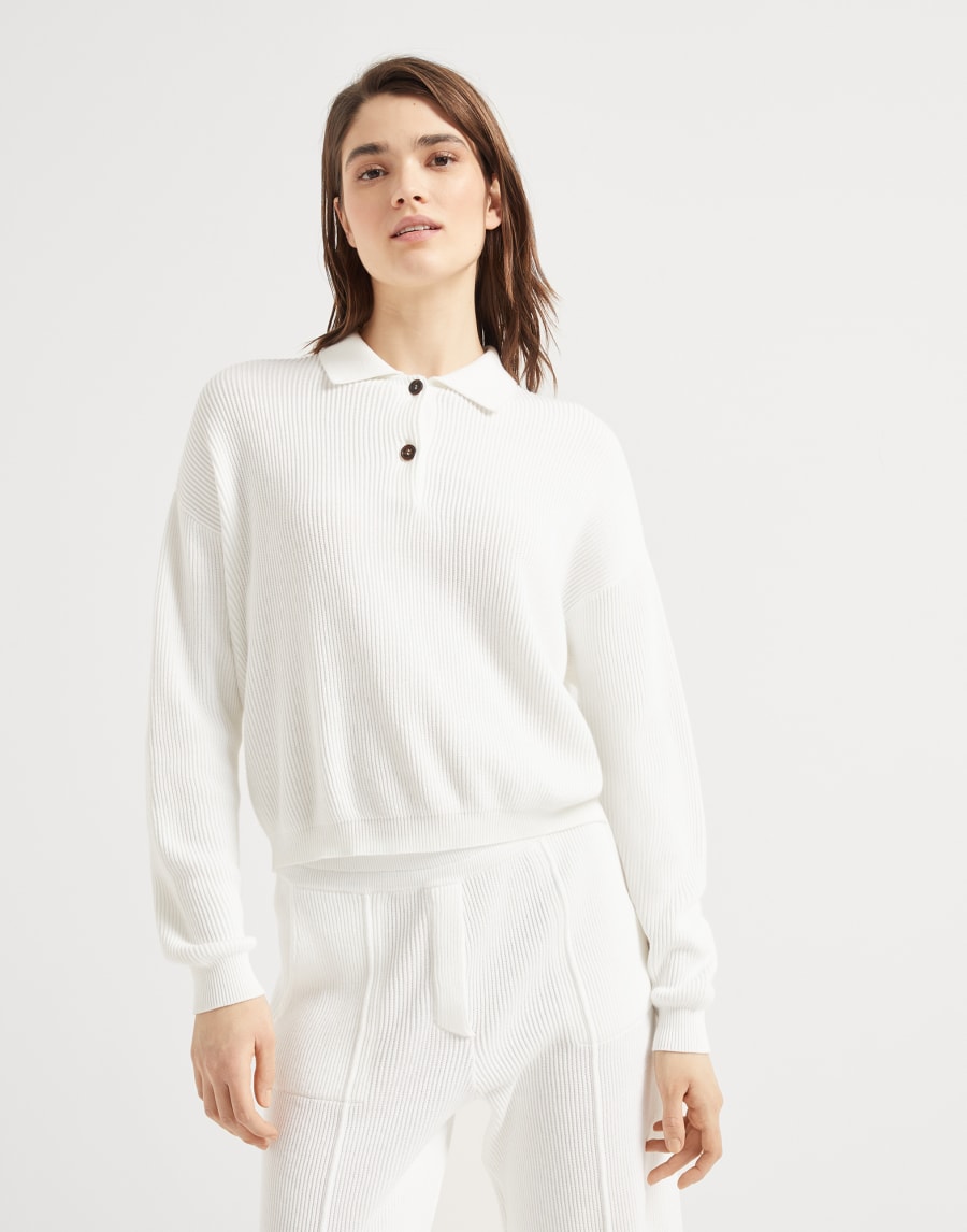 Polo-style sweater White Woman - Brunello Cucinelli