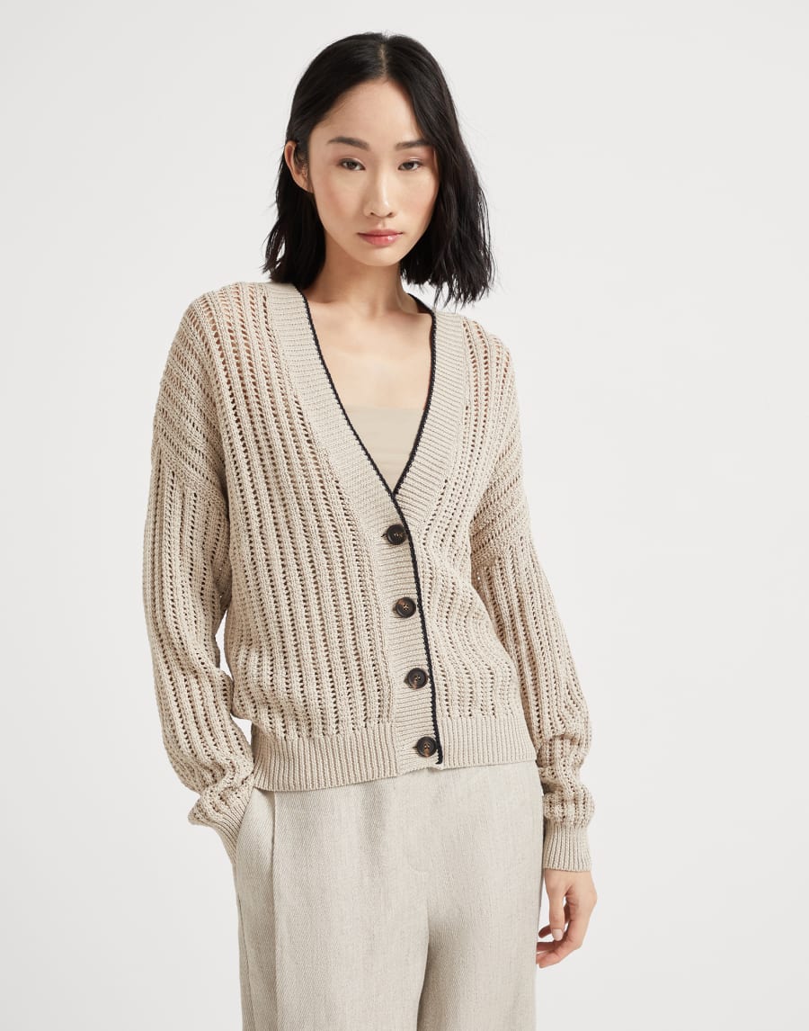 Cardigan con monile Beige Donna - Brunello Cucinelli