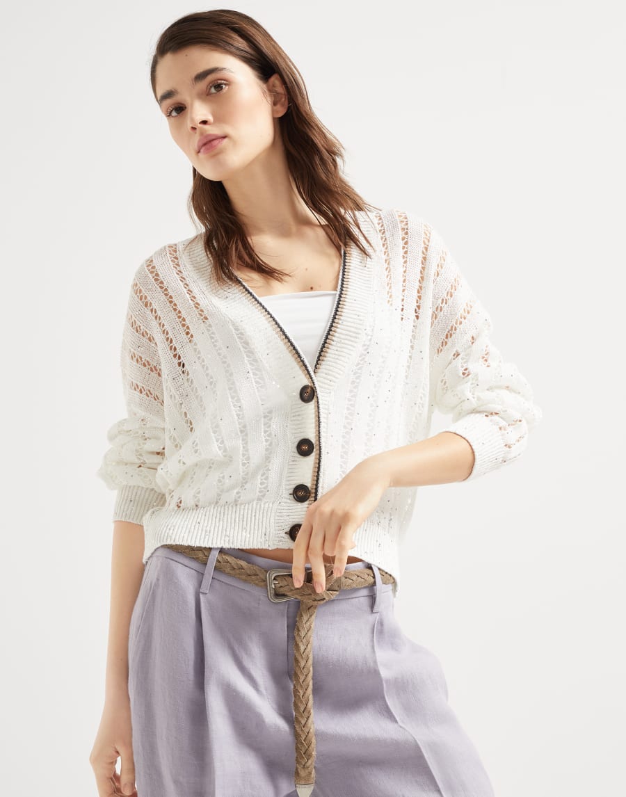 Cardigan Dazzling Bianco Donna - Brunello Cucinelli