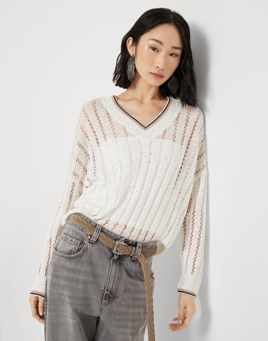耀眼装饰毛衣 白色 女款 - Brunello Cucinelli