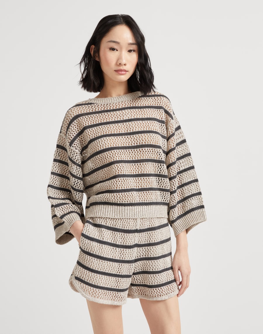 Maglia Dazzling Net Grigio Chiaro Donna - Brunello Cucinelli