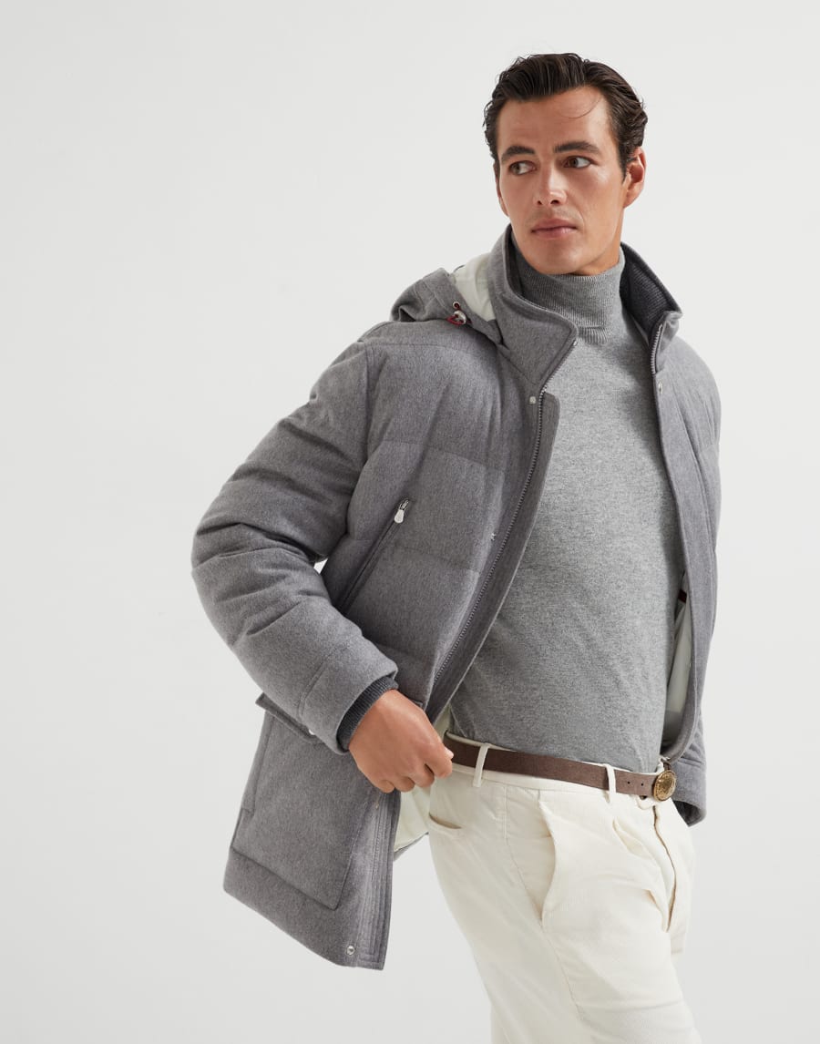 Cashmere and vicuña beaver cloth Grey Man - Brunello Cucinelli
