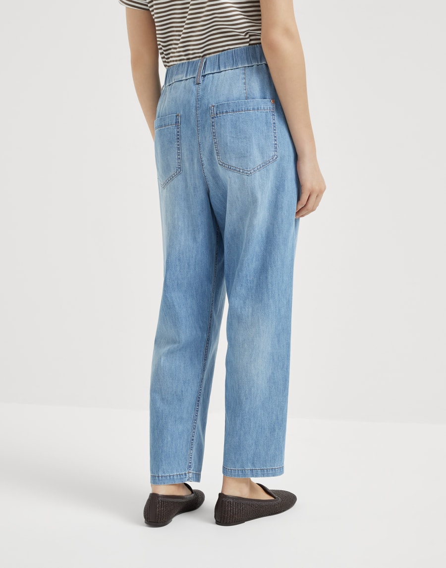 Брюки с пятью карманами Очень светлый деним Женщина - Brunello Cucinelli