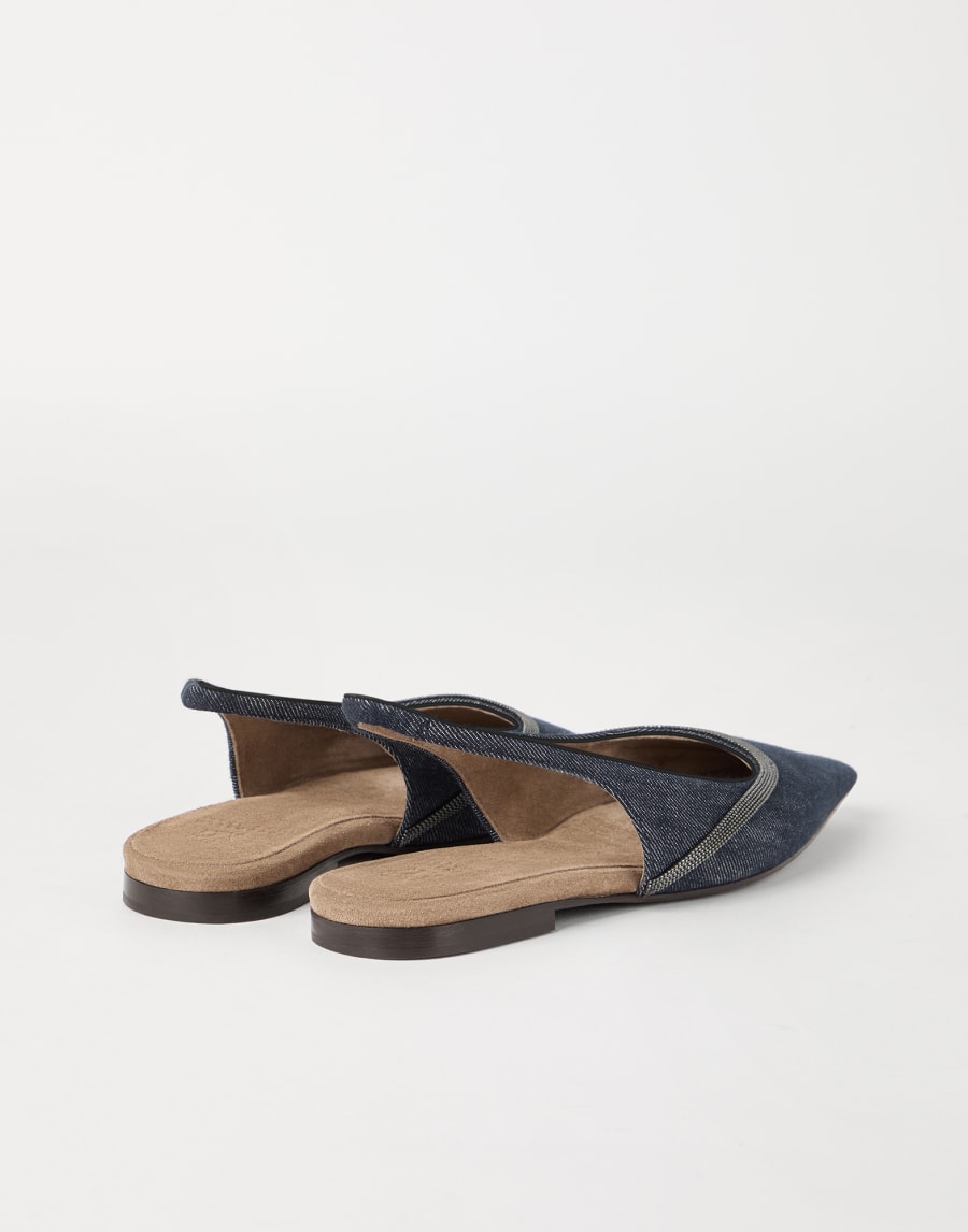 Flats with monili Dark Denim Woman - Brunello Cucinelli