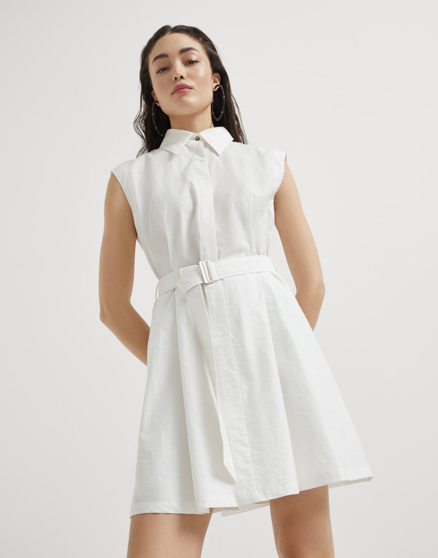 Mini Chemisier dress with monili White Woman - Brunello Cucinelli