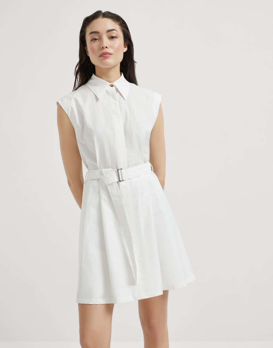 モニーレ付き ミニシャツドレス ホワイト レディース - Brunello Cucinelli