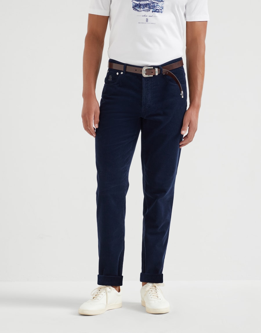 Corduroy trousers Navy Blue Man - Brunello Cucinelli
