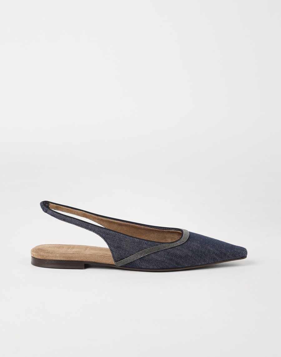 Flats with monili Dark Denim Woman - Brunello Cucinelli