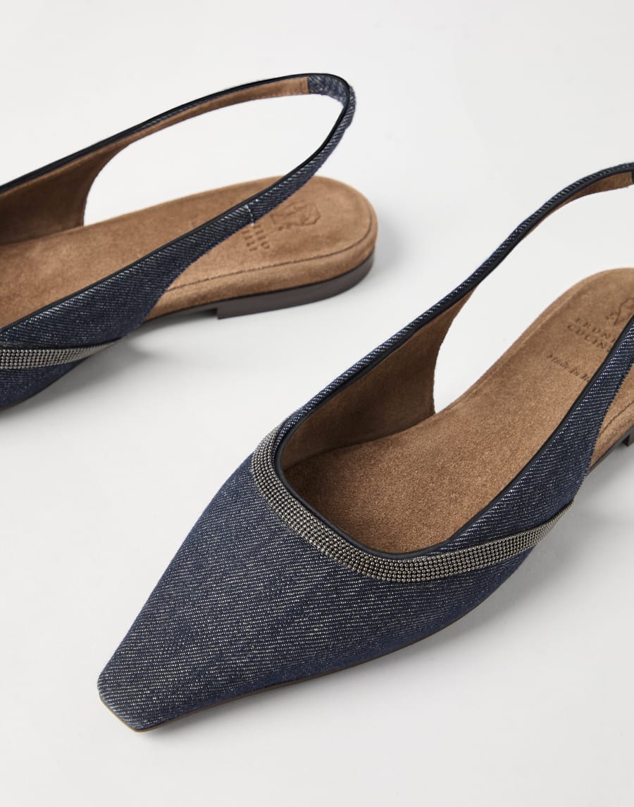 Flats with monili Dark Denim Woman - Brunello Cucinelli