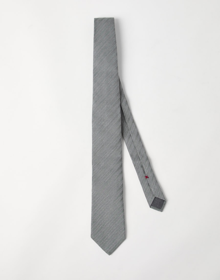 Herringbone necktie Medium Grey Man - Brunello Cucinelli