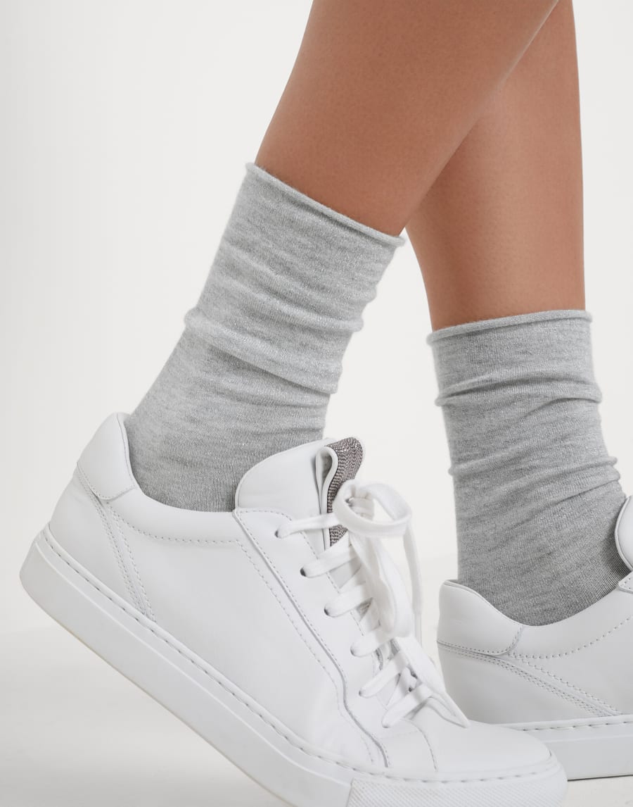 Cashmere knit socks Light Grey Woman - Brunello Cucinelli