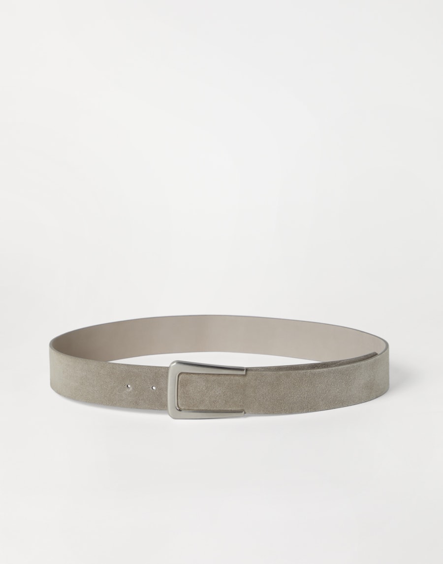 Suede calfskin belt Grey Woman - Brunello Cucinelli