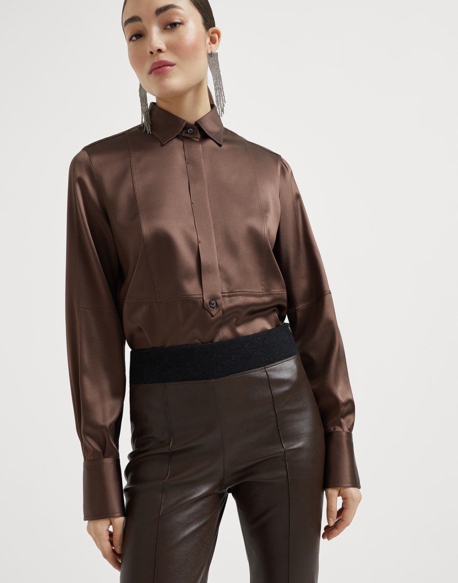 Legging en nappa extensible Brun Foncé Femme - Brunello Cucinelli