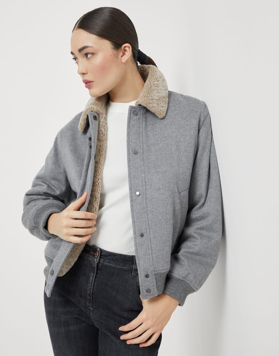Bomber in cashmere e vicuña Grigio Donna - Brunello Cucinelli