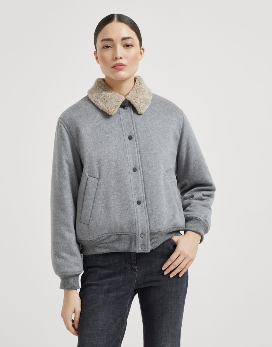 Bomber in cashmere e vicuña Grigio Donna - Brunello Cucinelli
