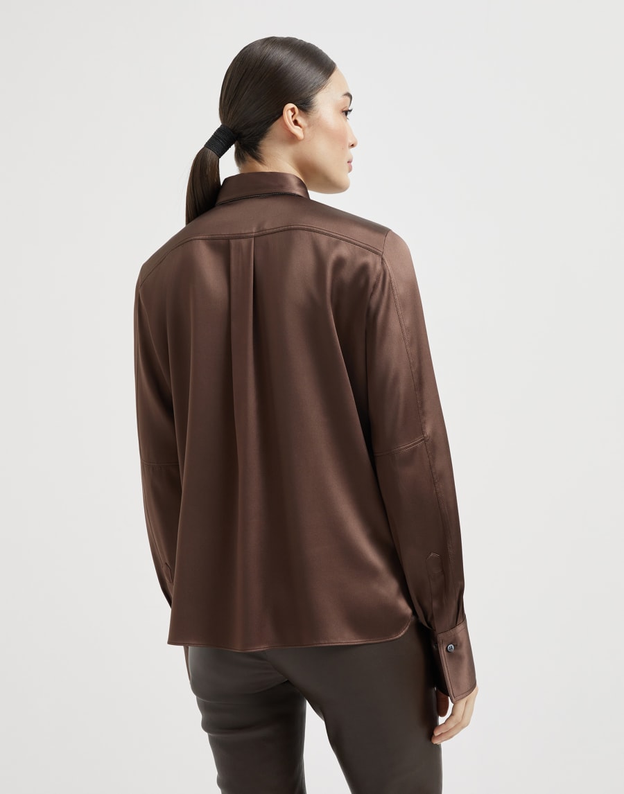 Satin shirt Cocoa Woman - Brunello Cucinelli