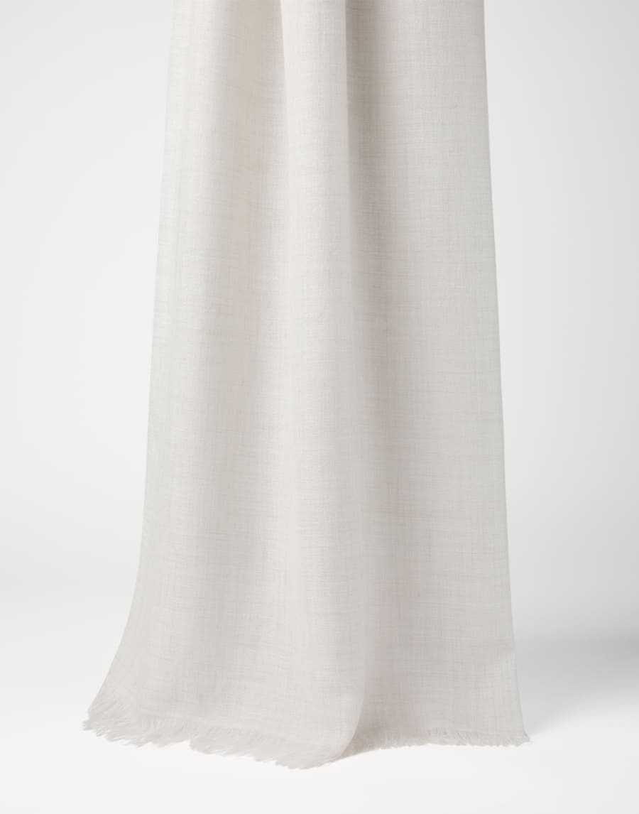 Cashmere and silk scarf Pearl Grey Woman - Brunello Cucinelli