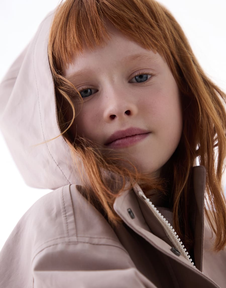 Bonded poplin parka Pink Girls - Brunello Cucinelli