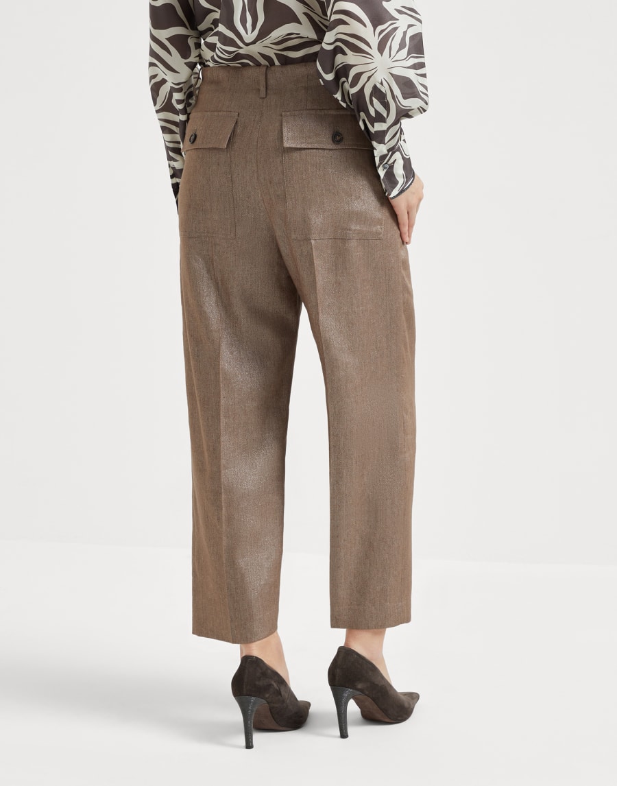 Брюки Pleated Chino Ореховый Женщина - Brunello Cucinelli