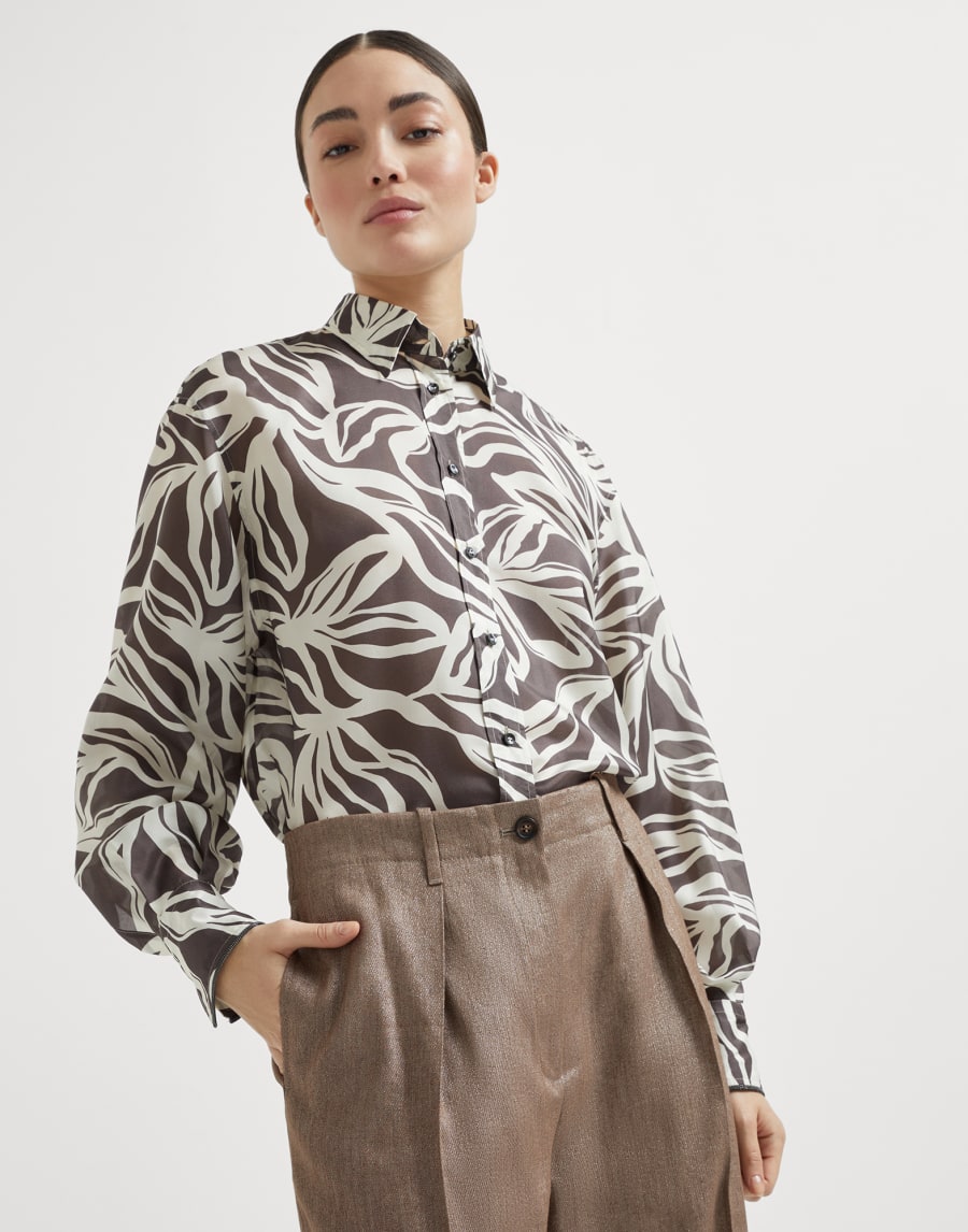 Pleated Chino trousers Hazelnut Woman - Brunello Cucinelli