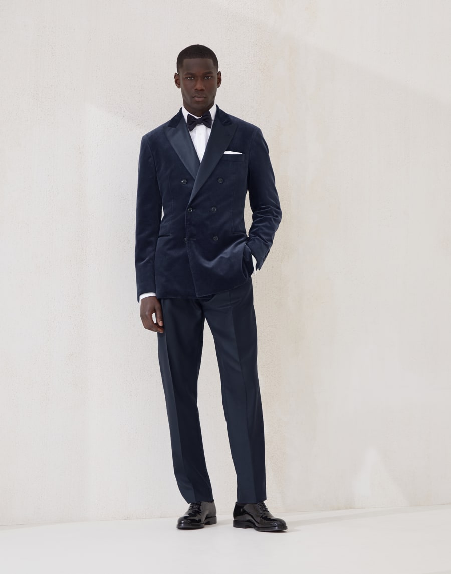 Tuxedo trousers with pleats Navy Blue Man - Brunello Cucinelli