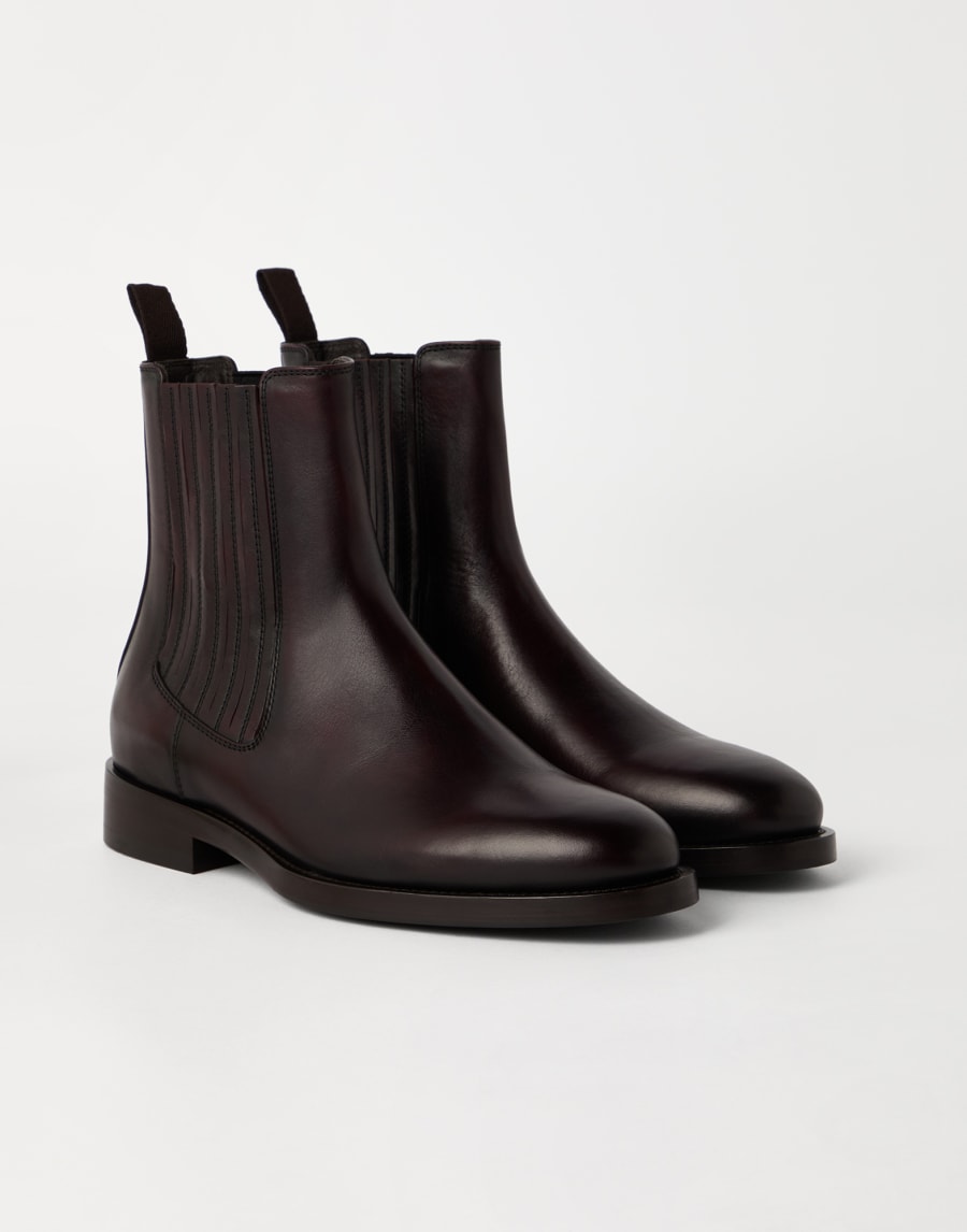 Calfskin Chelsea boots Dark Mahogany Man - Brunello Cucinelli