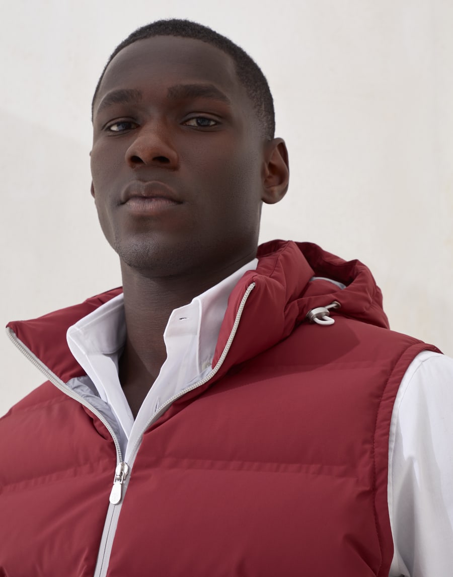 Taffeta down vest Purple-Red Man - Brunello Cucinelli
