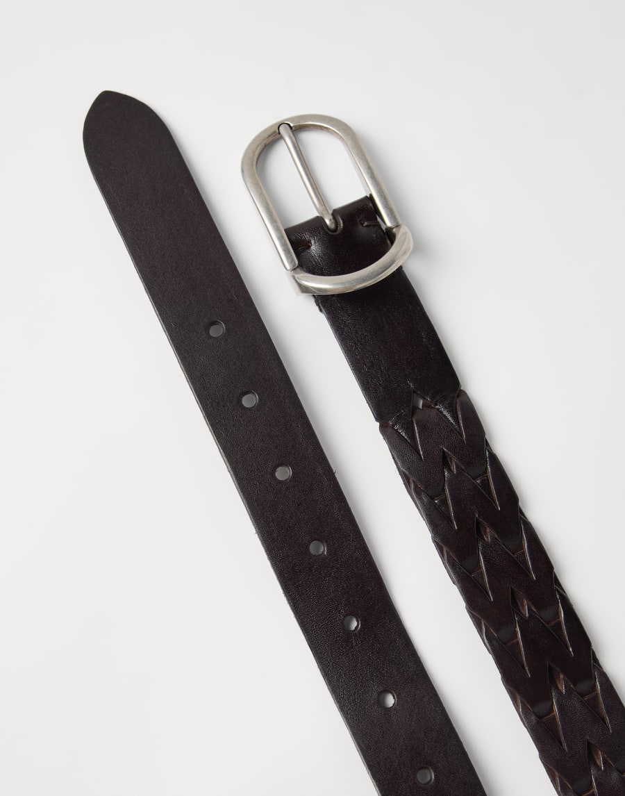 Braided leather belt Brown Man - Brunello Cucinelli