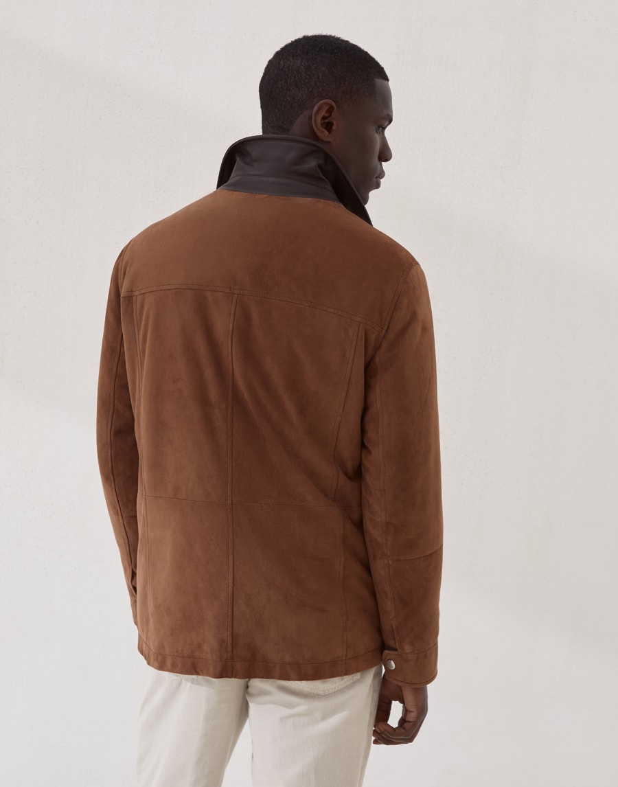 Suede field jacket Light Brown Man - Brunello Cucinelli