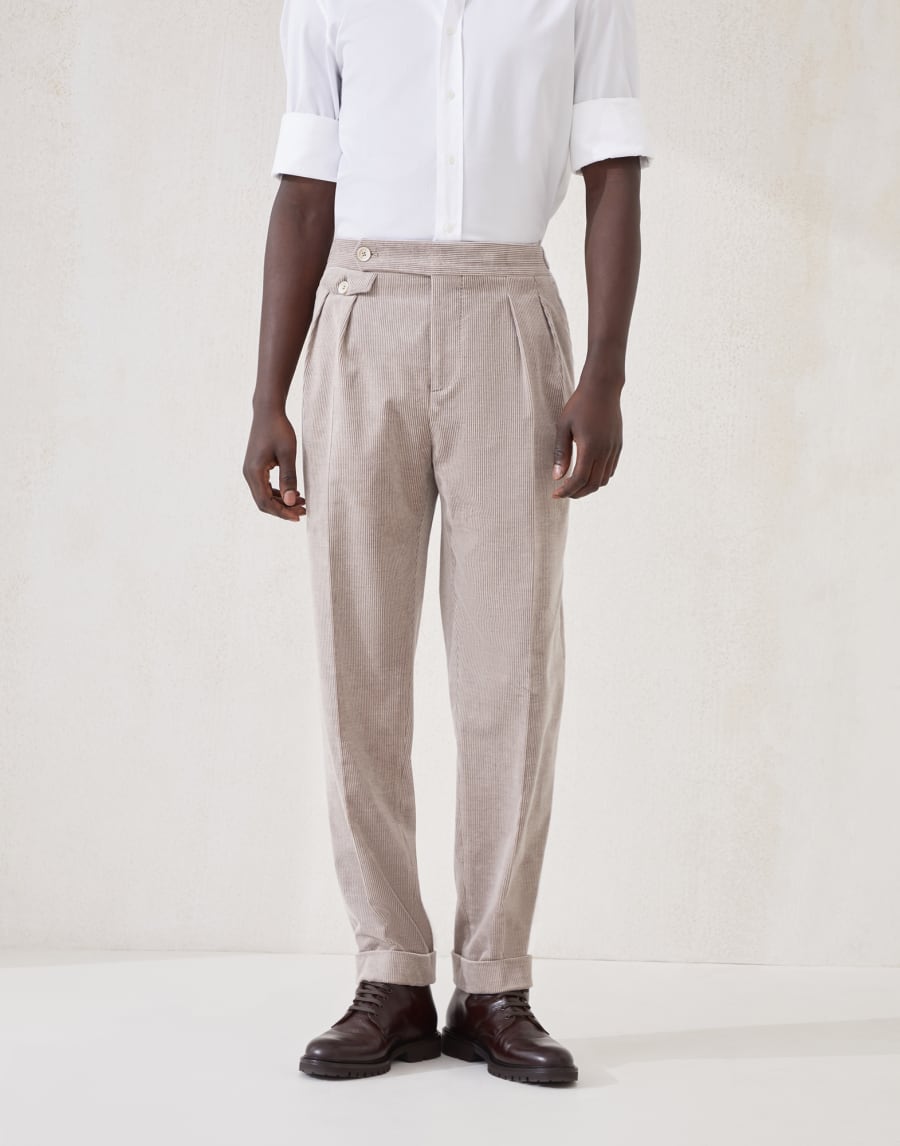 Trousers with double pleats and tabs Bark Man - Brunello Cucinelli