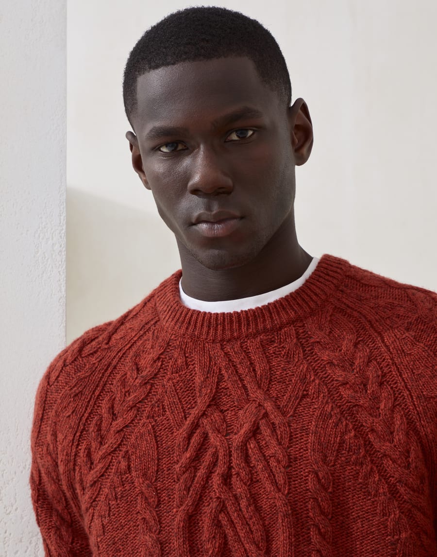 Cable knit sweater Orange Man - Brunello Cucinelli