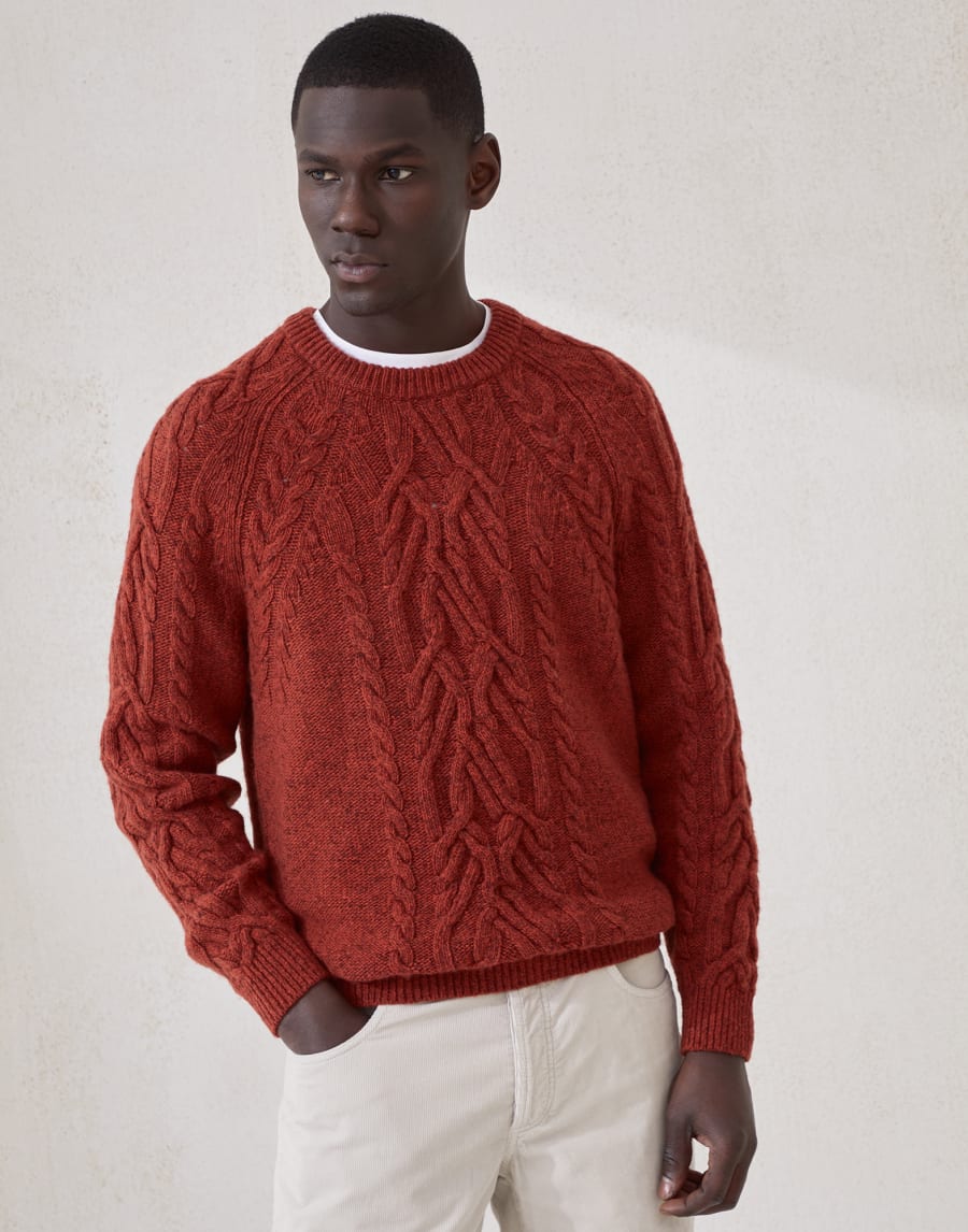 Cable knit sweater Orange Man - Brunello Cucinelli